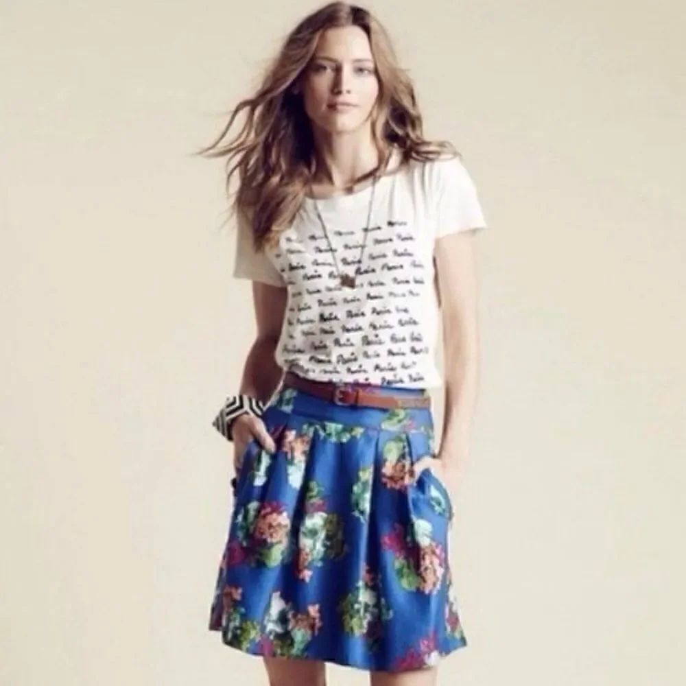 New! Anthropologie Maeve Floral Fit and Flare Floral Skirt Sz 2